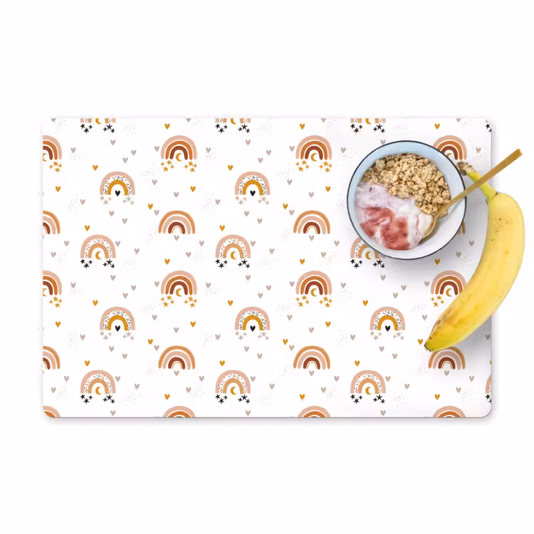 Placemat - 6 stuks - Regenboog - Hartjes - Sterren - Kinderen - Meisje — 1