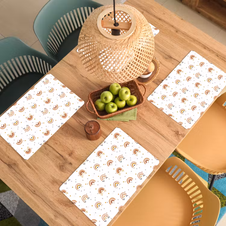 Placemat - 6 stuks - Regenboog - Hartjes - Sterren - Kinderen - Meisje — 6