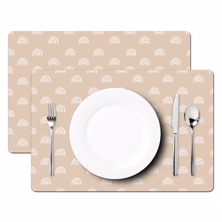 Placemat - 6 stuks - Regenboog - Patronen - Beige - Kinderen — 2