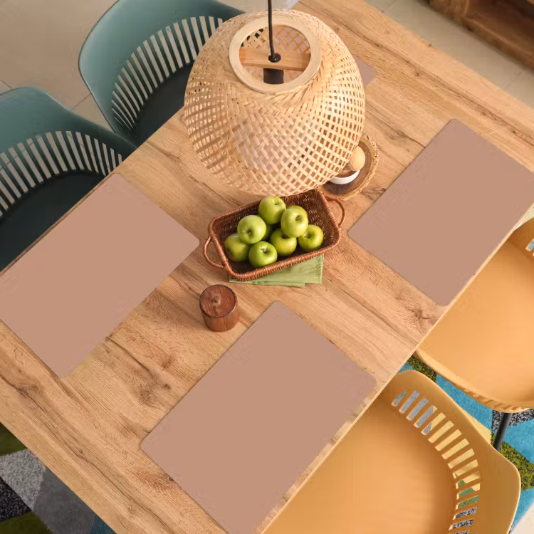 Placemat - 6 stuks - Beige - Kleur - Roze — 6