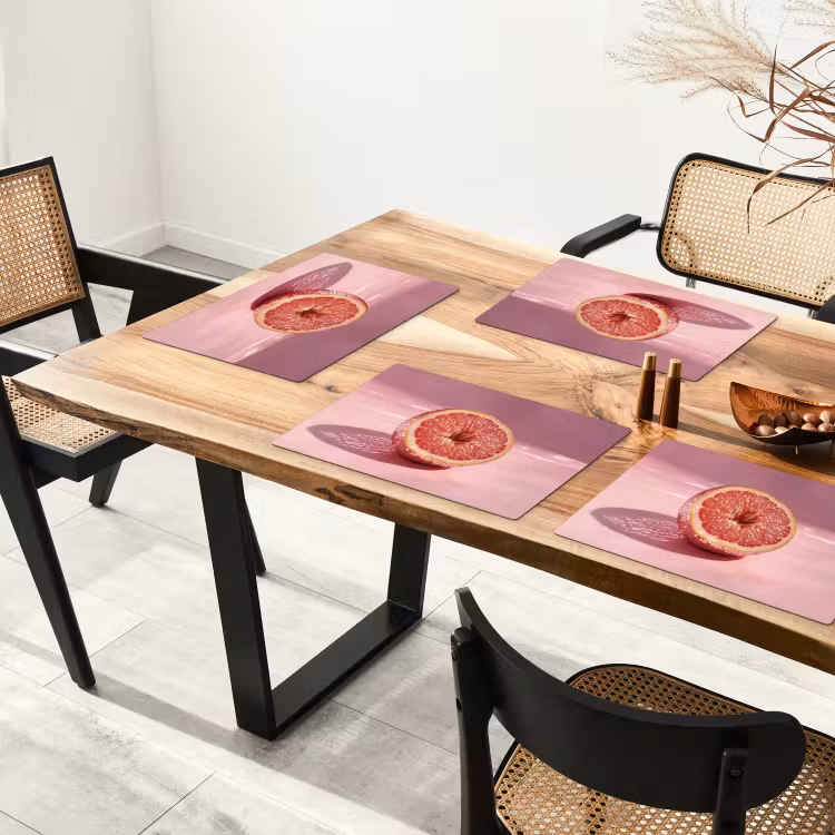 Placemat - 6 stuks - Grapefruit - Roze - Disco - Shiny — 5