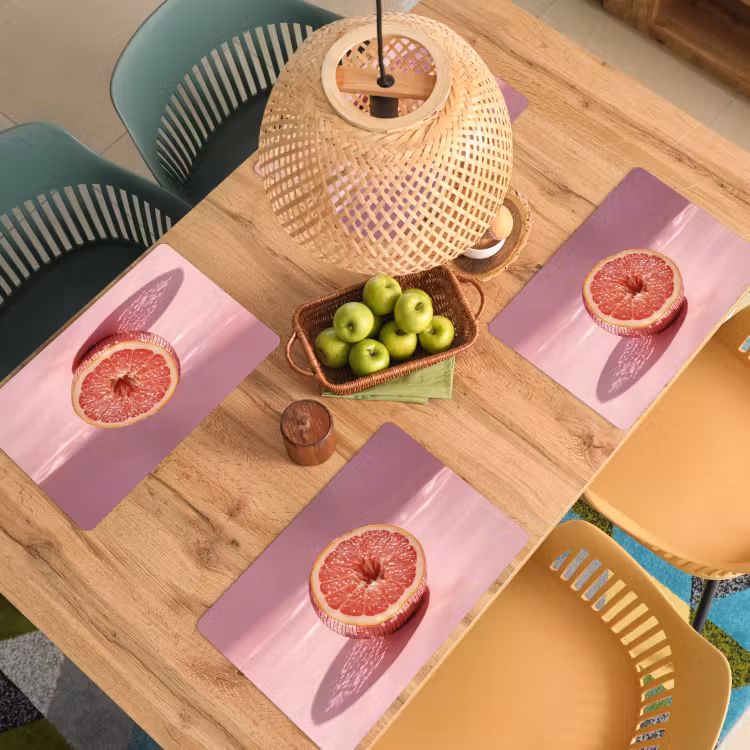 Placemat - 6 stuks - Grapefruit - Roze - Disco - Shiny — 6
