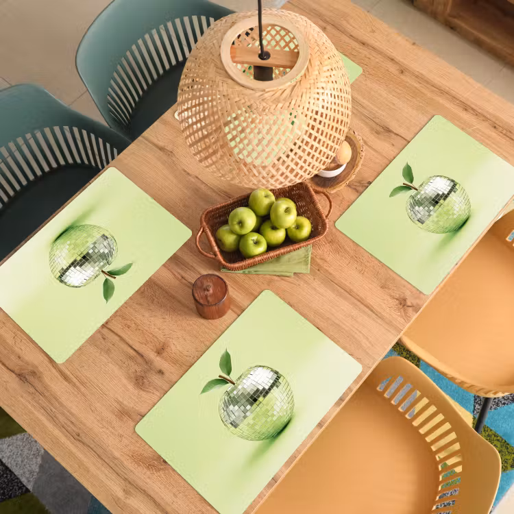 Placemat - 6 stuks - Groen - Disco - Decoratie - Appel — 6