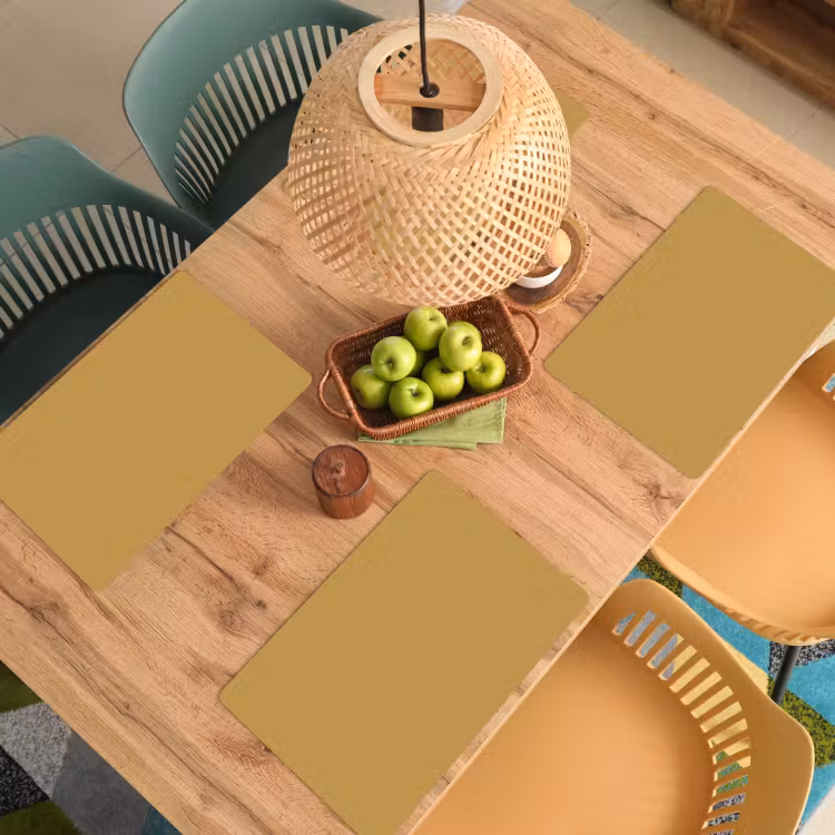 Placemat - 6 stuks - Okergeel - Kleur - Herfst - Geel - Effen - Kleuren — 6
