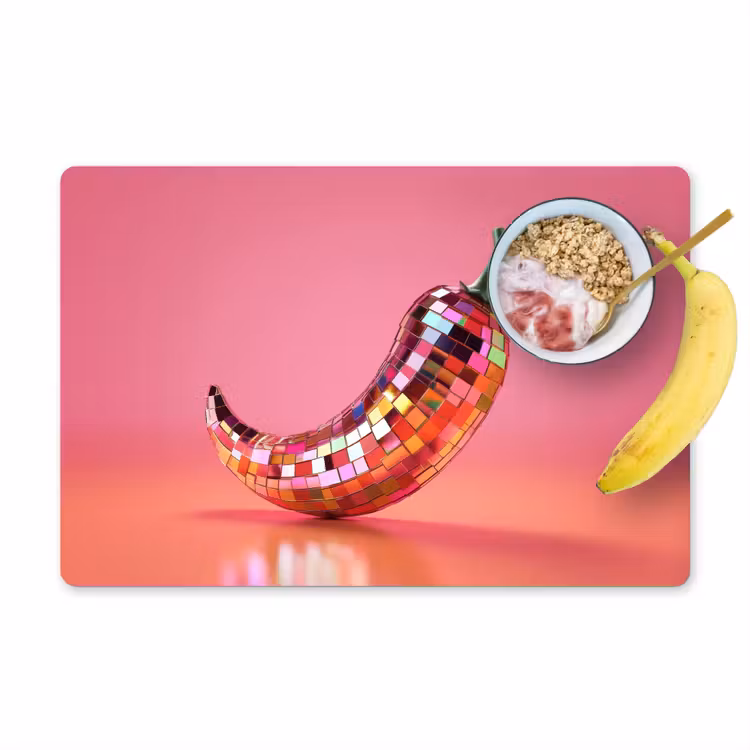 Placemat - 6 stuks - Peper - Disco - Rood - Glitter — 1