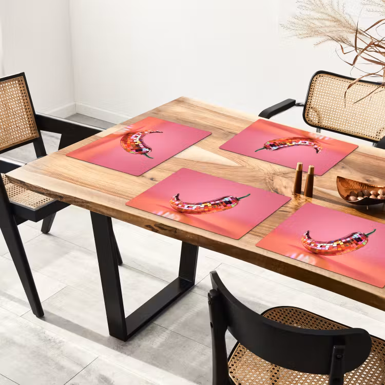Placemat - 6 stuks - Peper - Disco - Rood - Glitter — 5
