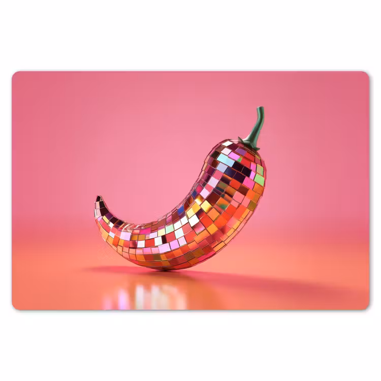 Placemat - 6 stuks - Peper - Disco - Rood - Glitter — 7