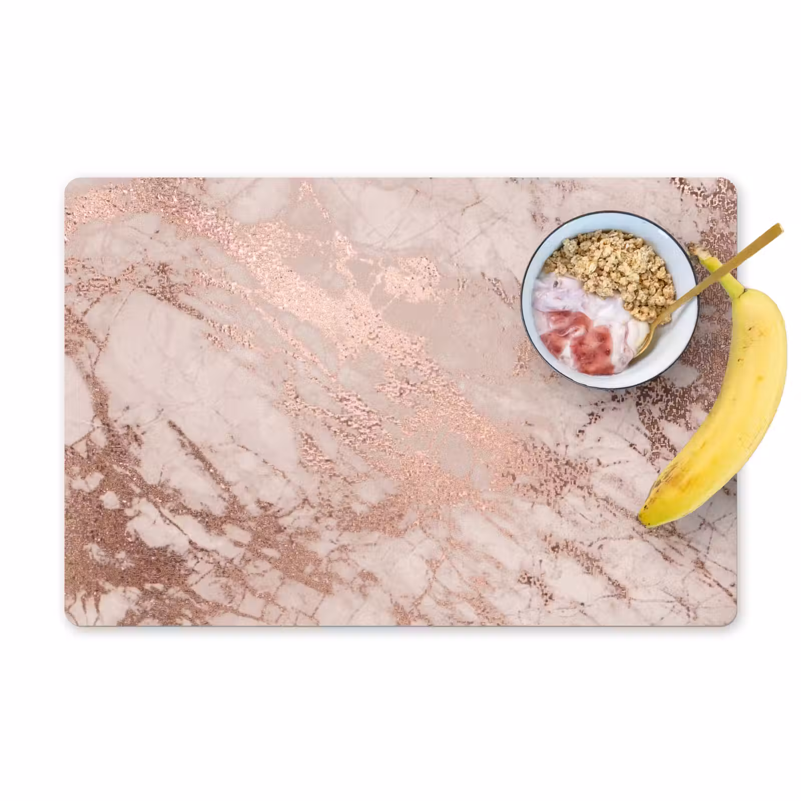 Placemat - 6 stuks - Marmer - Roze - Luxe - Marmerlook - Glitter - Design — 1