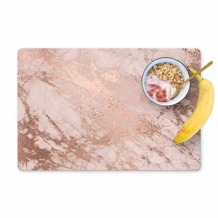 Placemat - 6 stuks - Marmer - Roze - Luxe - Marmerlook - Glitter - Design — 1