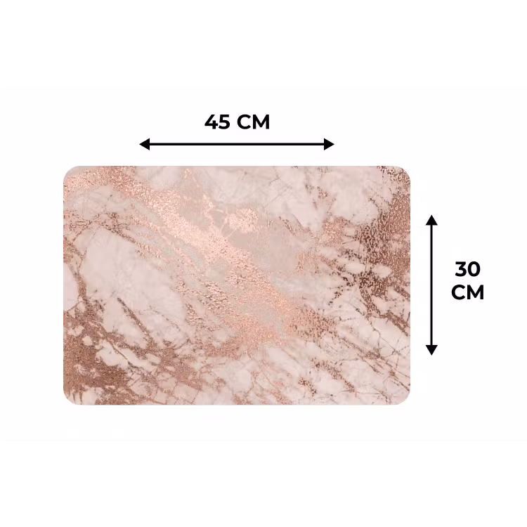 Placemat - 6 stuks - Marmer - Roze - Luxe - Marmerlook - Glitter - Design — 3