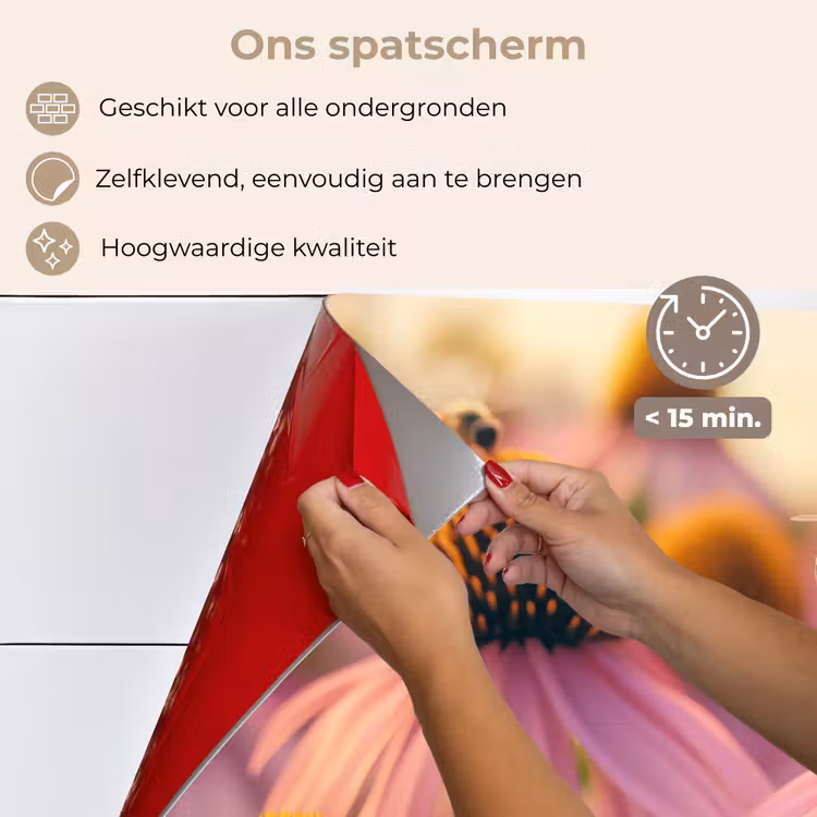 Spatscherm keuken - Bloemen - Paars - Bijen — 4