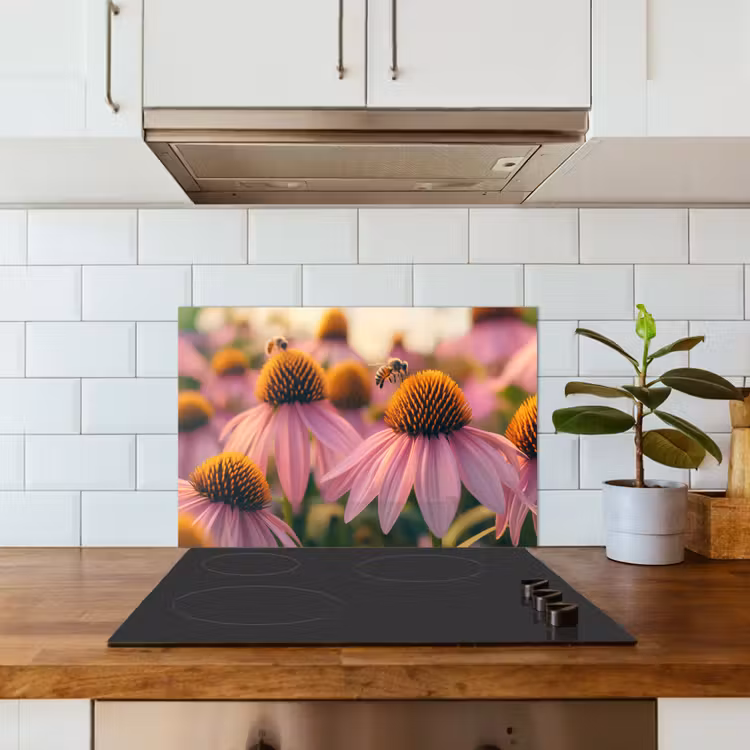 Spatscherm keuken - Bloemen - Paars - Bijen — 6