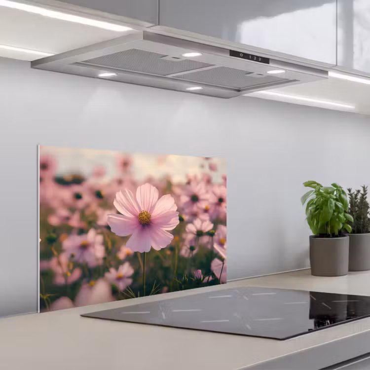 Spatscherm keuken - Bloemen - Paars - Wazig — 5