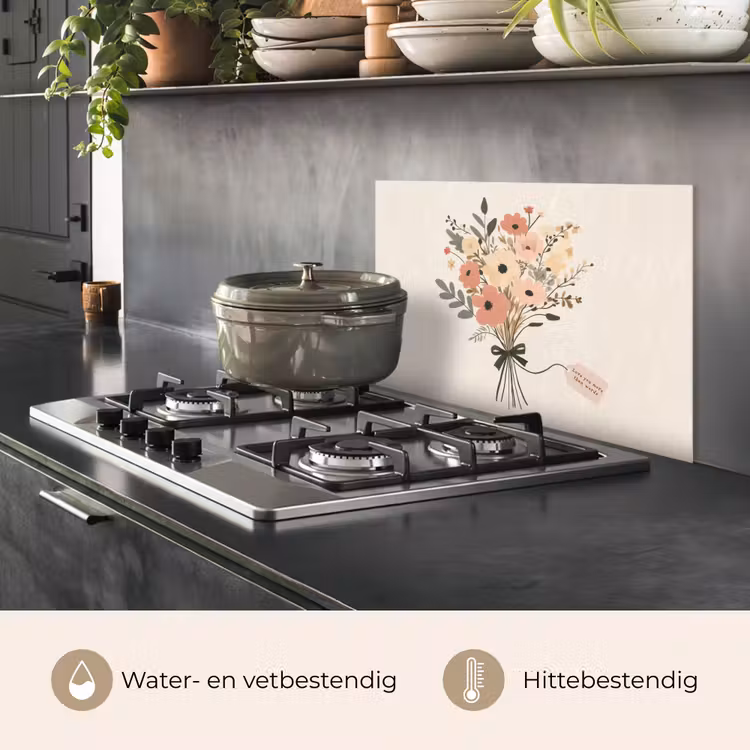 Spatscherm keuken - Bloemen - Quote - Beige - Lint — 7