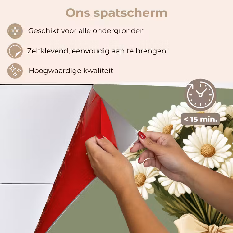 Spatscherm keuken - Lint - Boeket - Groen - Quote — 4