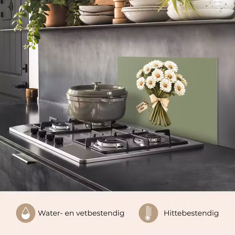 Spatscherm keuken - Lint - Boeket - Groen - Quote — 7