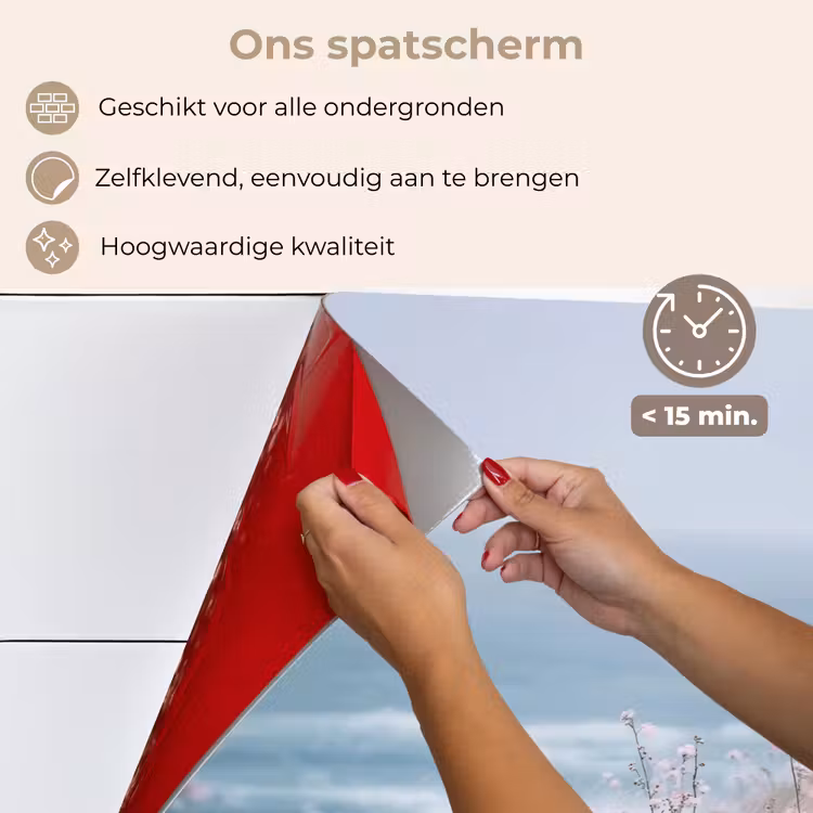 Spatscherm keuken - Vuurtoren - Klif - Zee - Bloemen — 4