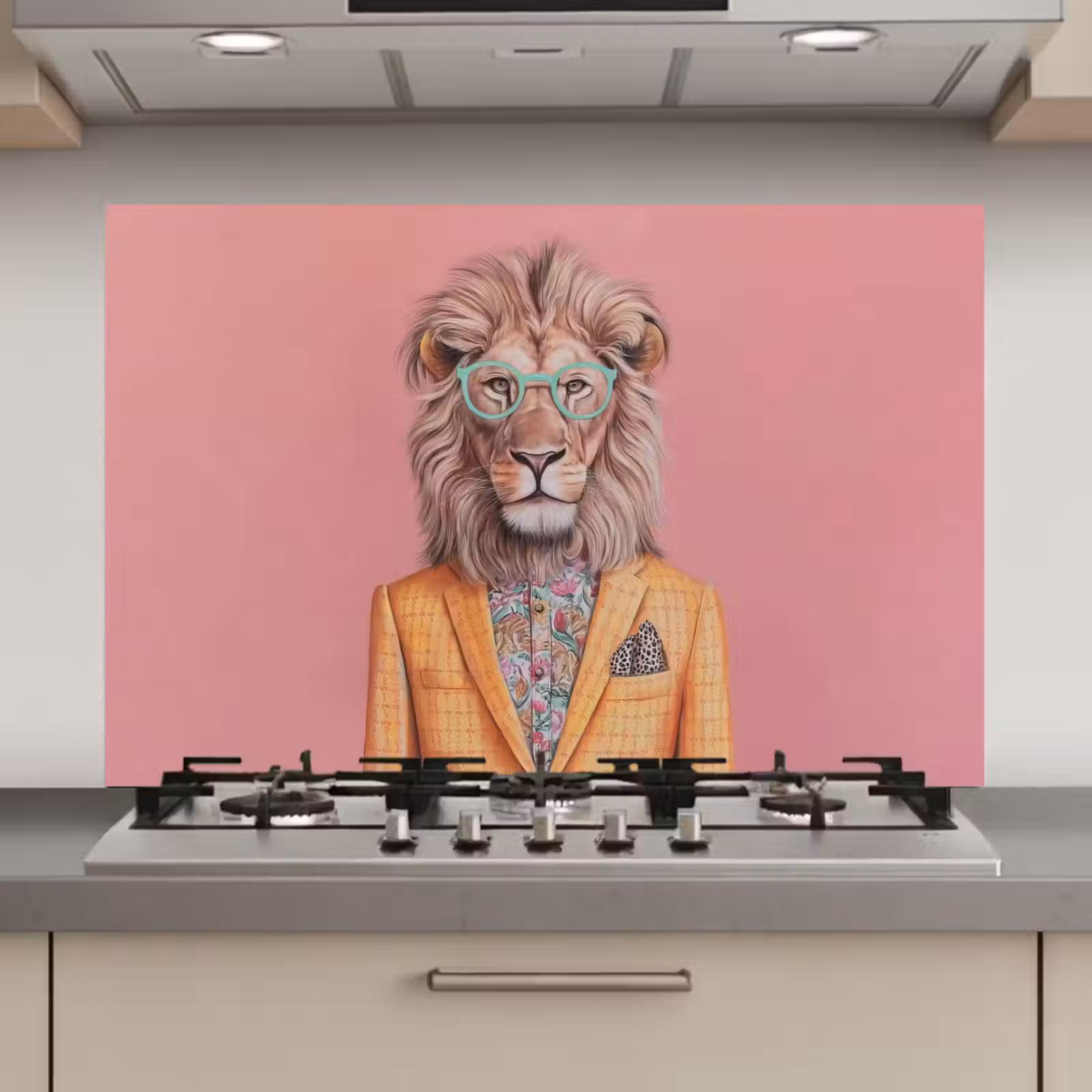 Spatscherm keuken - Leeuw - Pak - Geruit - Bril — 1