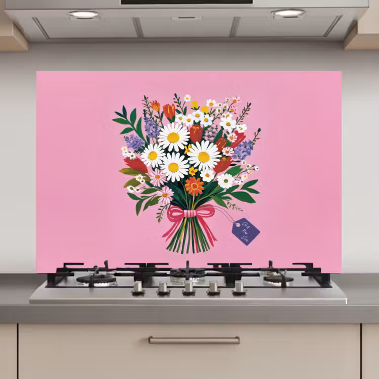 Spatscherm keuken - Bloemen - Quote - Kaartje - Kleurrijk — 1