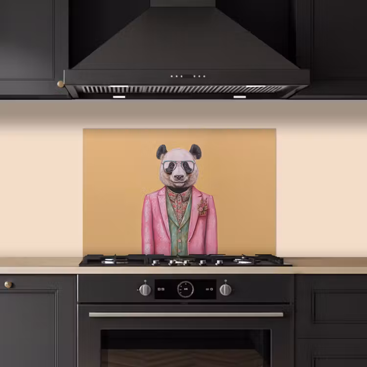 Spatscherm keuken - Panda - Pak - Zonnebril - Blauw — 2