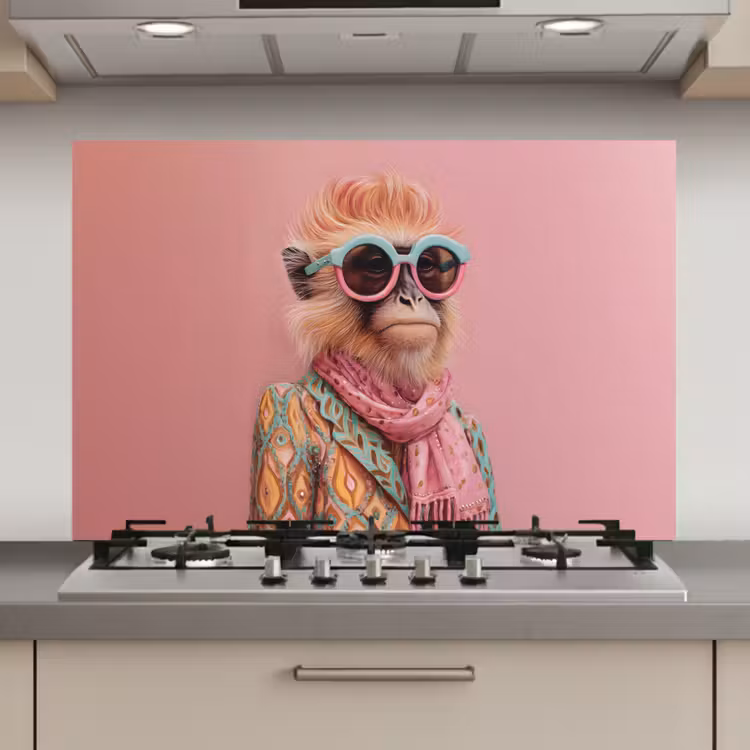 Spatscherm keuken - Sjaal - Aap - Zonnebril - Jasje — 1