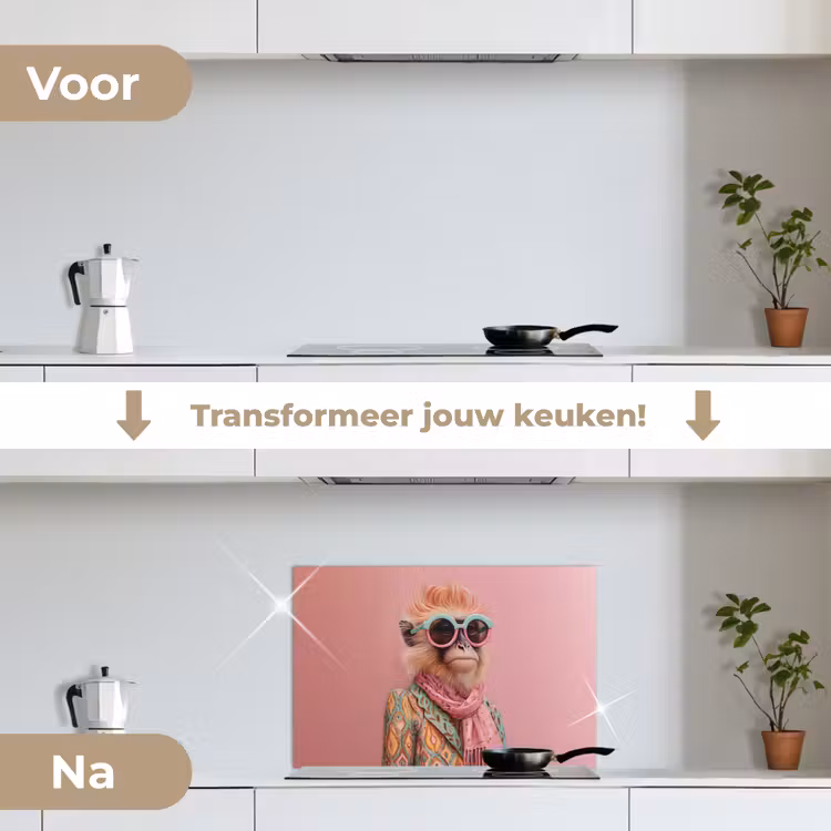 Spatscherm keuken - Sjaal - Aap - Zonnebril - Jasje — 3