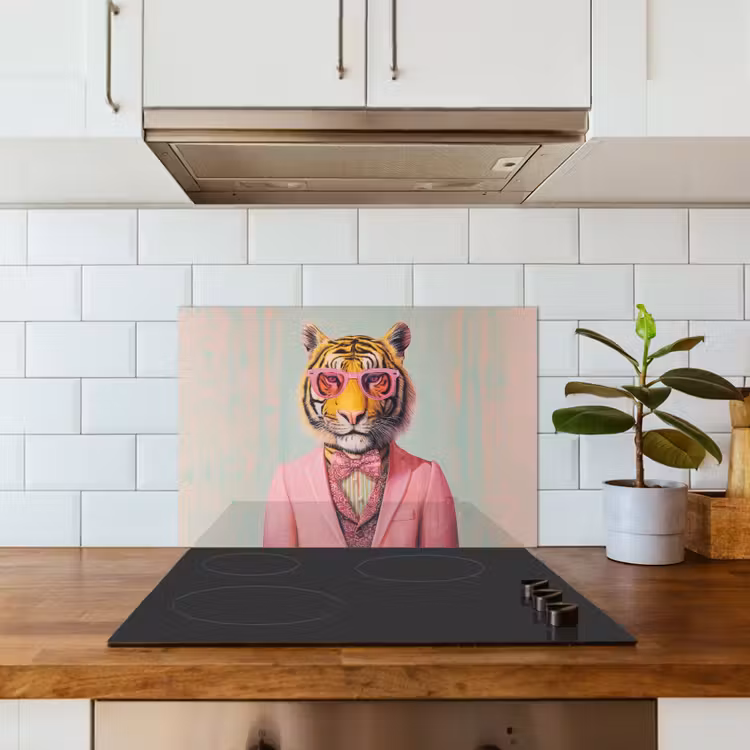 Spatscherm keuken - Tijger - Strik - Jasje - Roze — 6