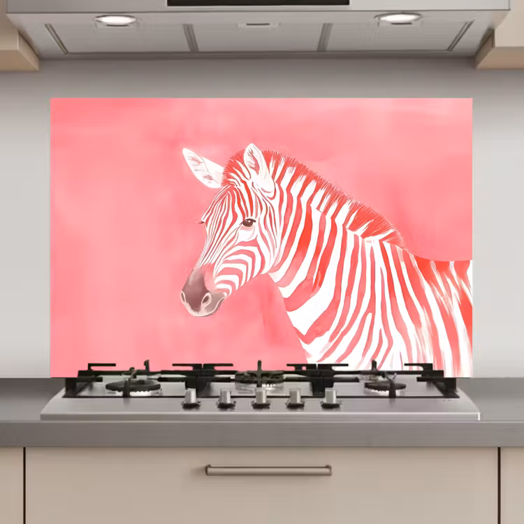 Spatscherm keuken - Zebra - Pink - Verf — 1