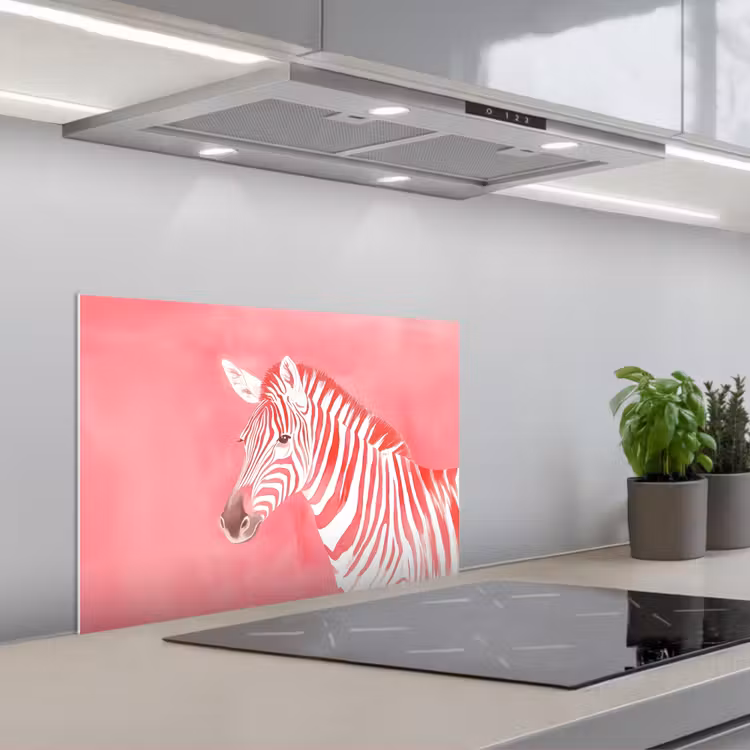 Spatscherm keuken - Zebra - Pink - Verf — 5