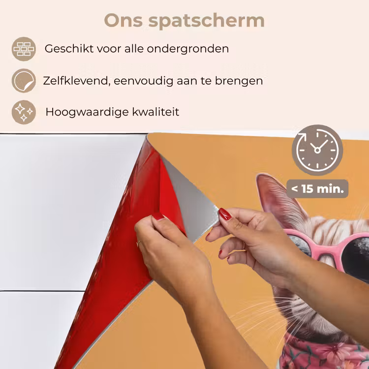 Spatscherm keuken - Zonnebril - Kat - Sjaal - Bloemen — 4