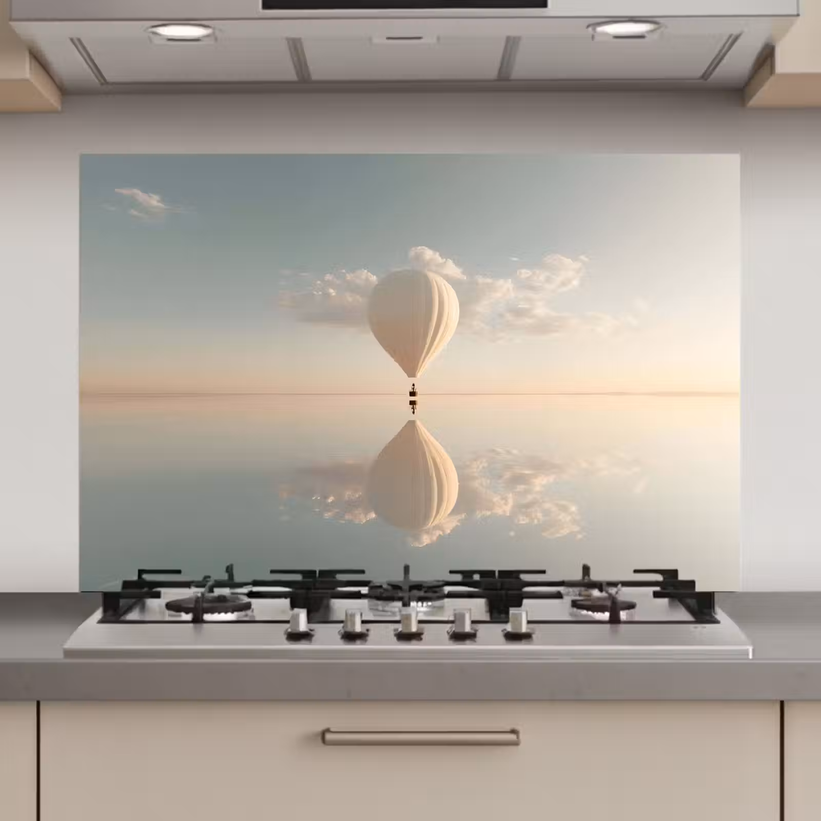 Spatscherm keuken - Luchtballon - Wolken - Water - Blauw — 1