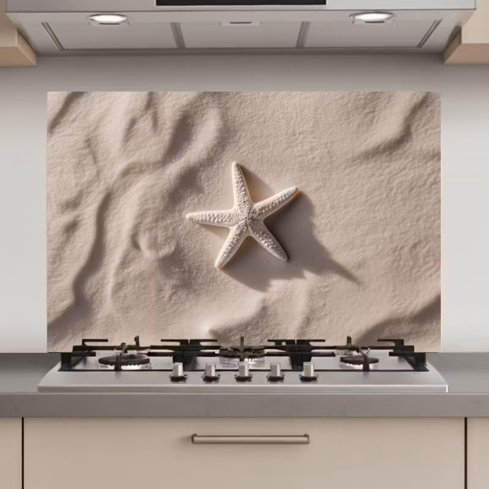 Spatscherm keuken - Strand - Zeester - Zand - Beige — 1