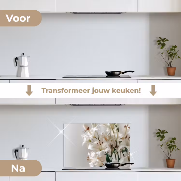 Spatscherm keuken - Lelies - Boekte - Wit - Meeldraden — 3