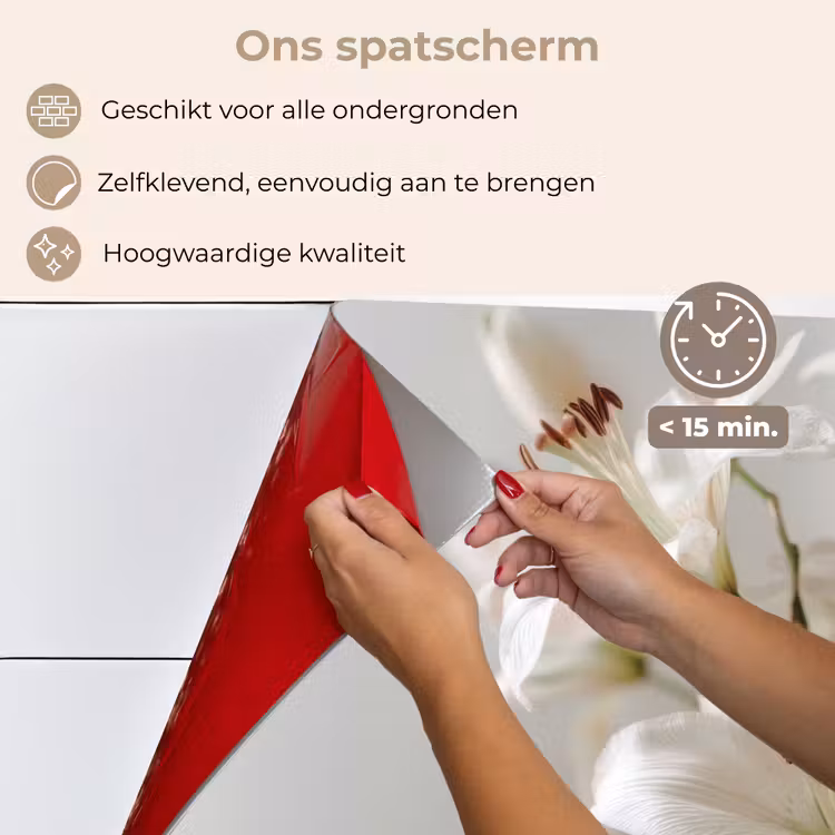 Spatscherm keuken - Lelies - Boekte - Wit - Meeldraden — 4