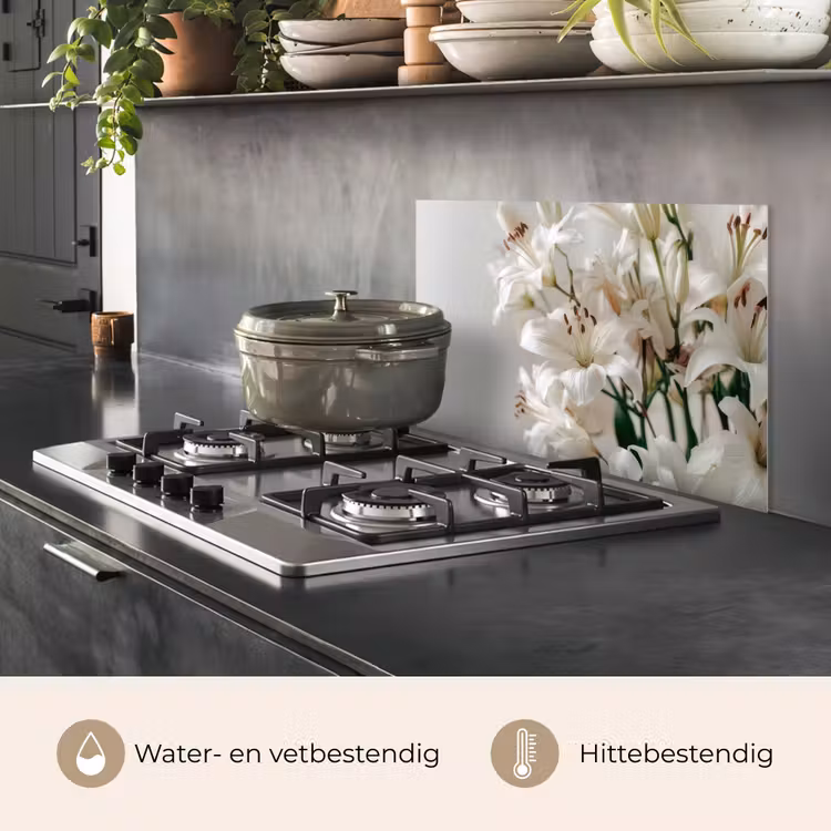 Spatscherm keuken - Lelies - Boekte - Wit - Meeldraden — 7