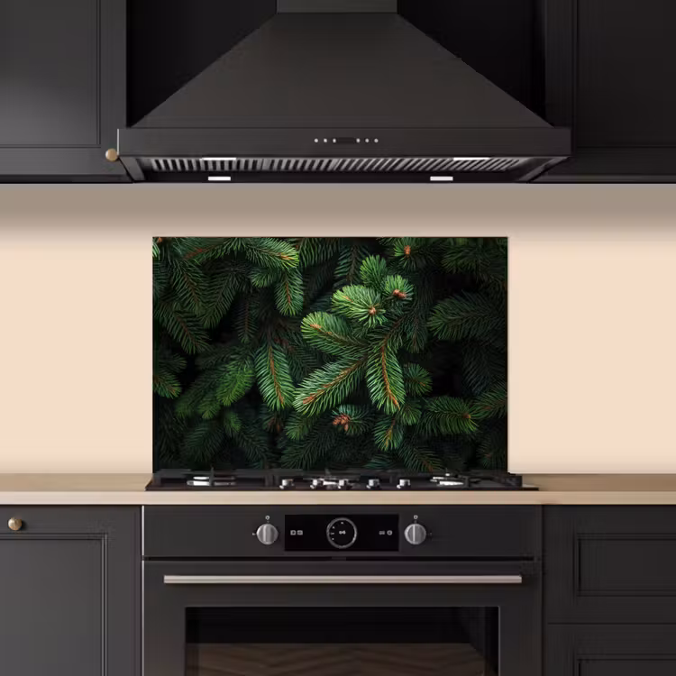 Spatscherm keuken - Sparrentakken - Knoppen - Naalden - Groen — 2