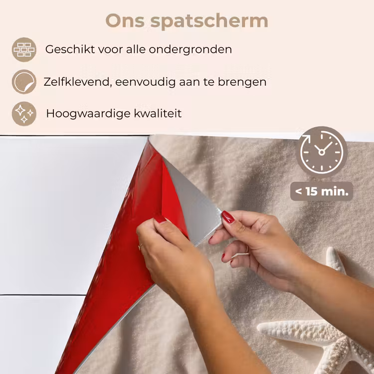 Spatscherm keuken - Strand - Zeester - Zand - Beige — 4