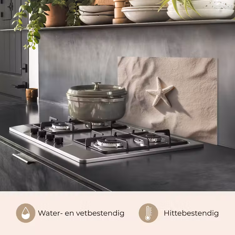 Spatscherm keuken - Strand - Zeester - Zand - Beige — 7