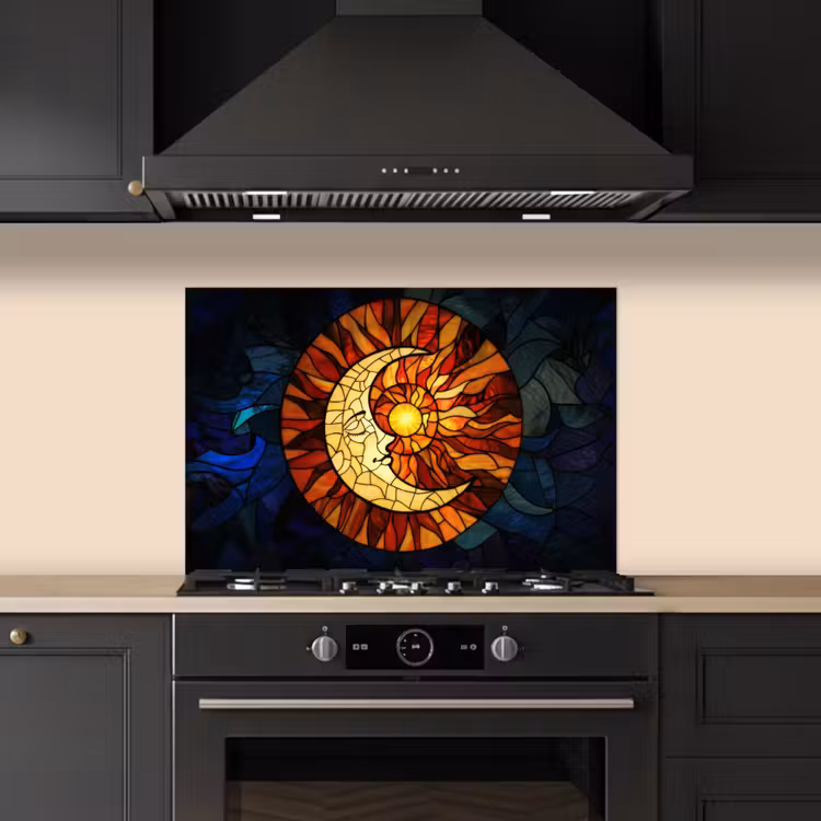 Spatscherm keuken - Mozaïek - Glas - Maan - Donkerblauw — 2