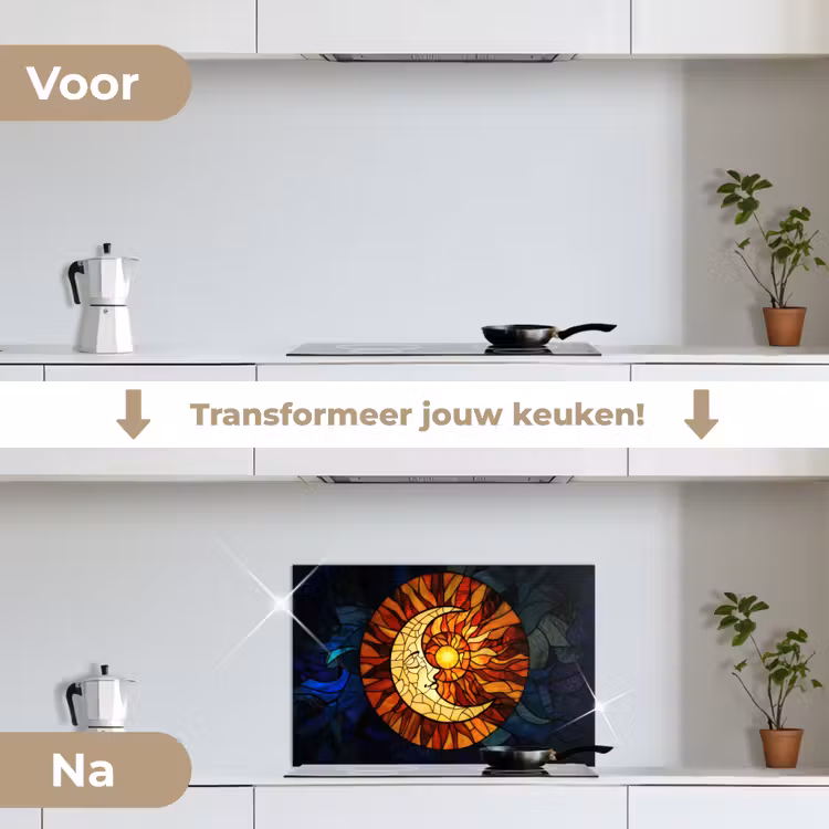 Spatscherm keuken - Mozaïek - Glas - Maan - Donkerblauw — 3