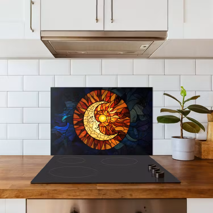 Spatscherm keuken - Mozaïek - Glas - Maan - Donkerblauw — 6