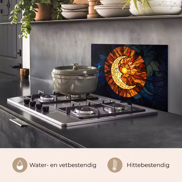 Spatscherm keuken - Mozaïek - Glas - Maan - Donkerblauw — 7