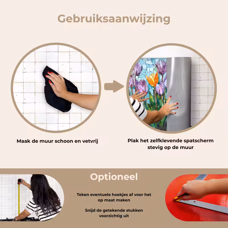 Spatscherm keuken - Mozaïek - Veld - Tulpen - Kleurrijk — 8