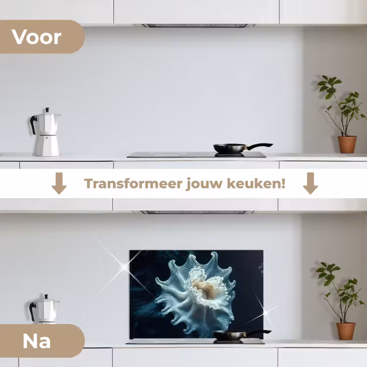 Spatscherm keuken - Zeewezen - Wit - Golven - Water — 3