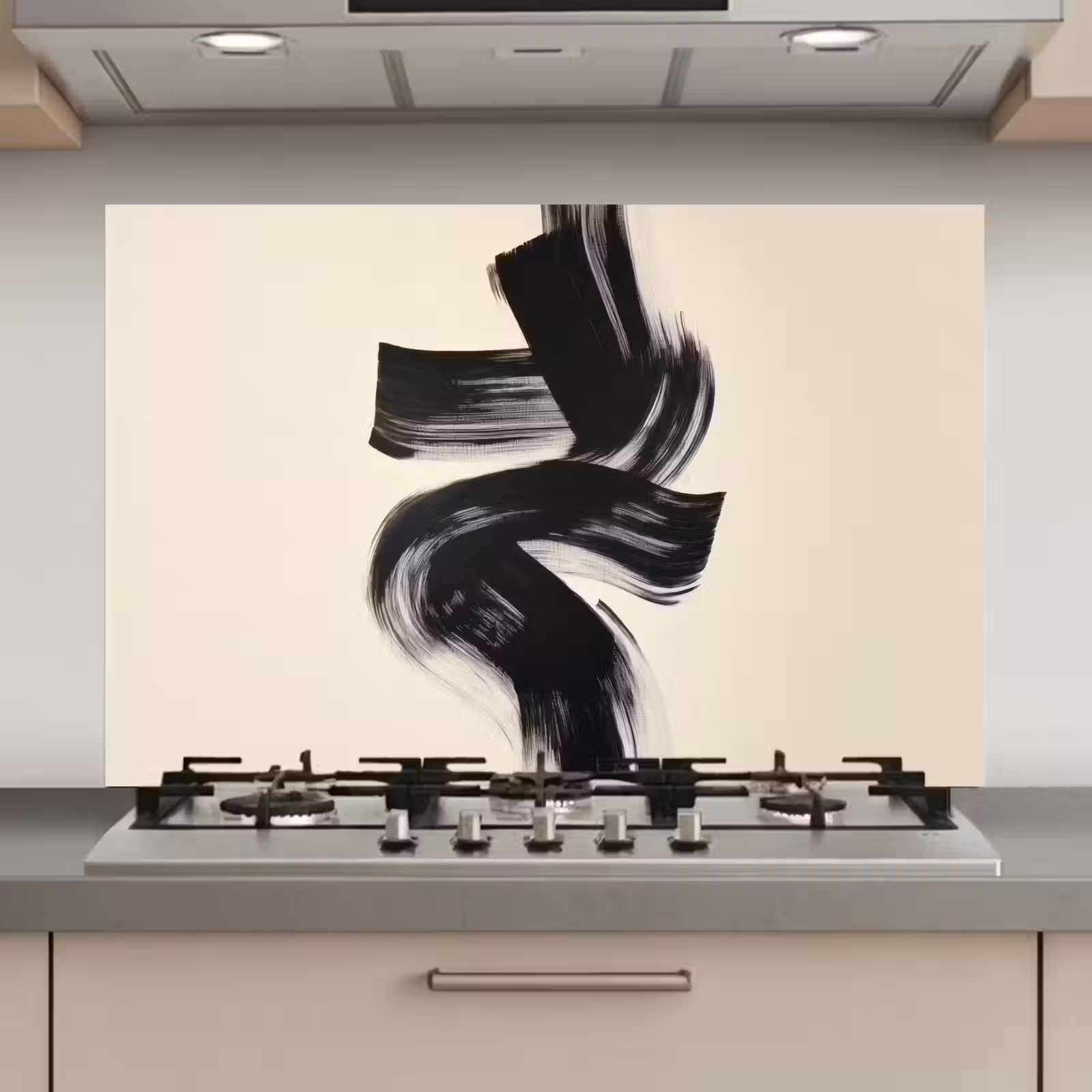Spatscherm keuken - Strepen - Zwart - Abstract — 1
