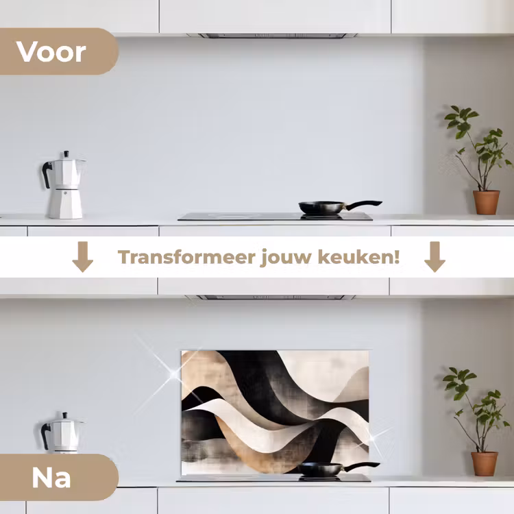 Spatscherm keuken - Abstract - Golven - Zwart - Verweerd — 3
