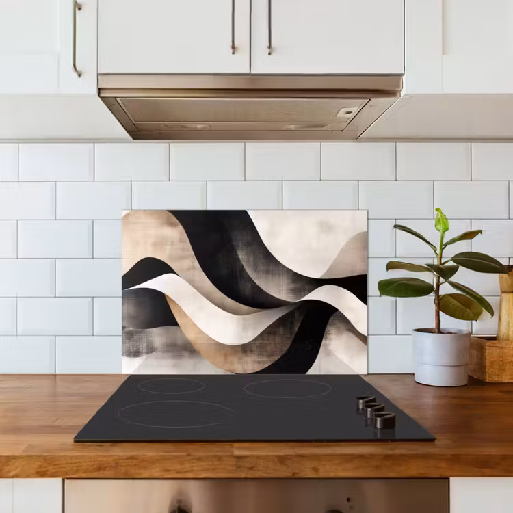 Spatscherm keuken - Abstract - Golven - Zwart - Verweerd — 6