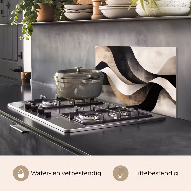 Spatscherm keuken - Abstract - Golven - Zwart - Verweerd — 7