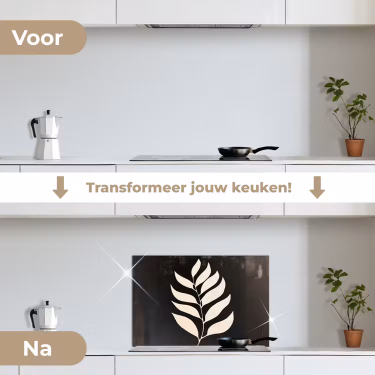 Spatscherm keuken - Blad - Wit - Minimalistisch — 3