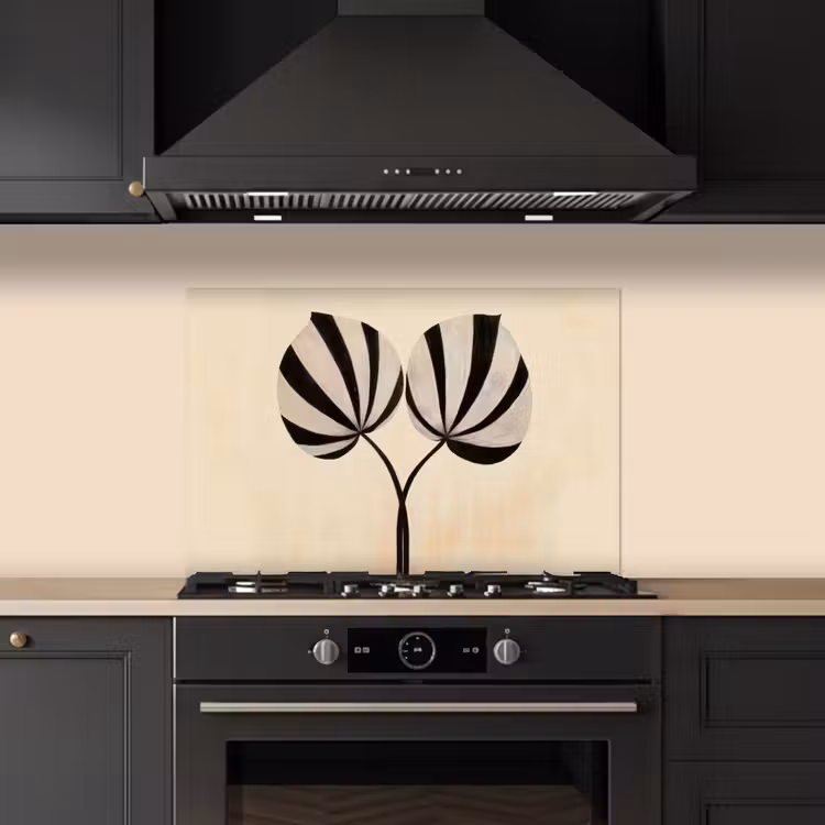 Spatscherm keuken - Bladeren - Gestreept - Stengel - Beige — 2